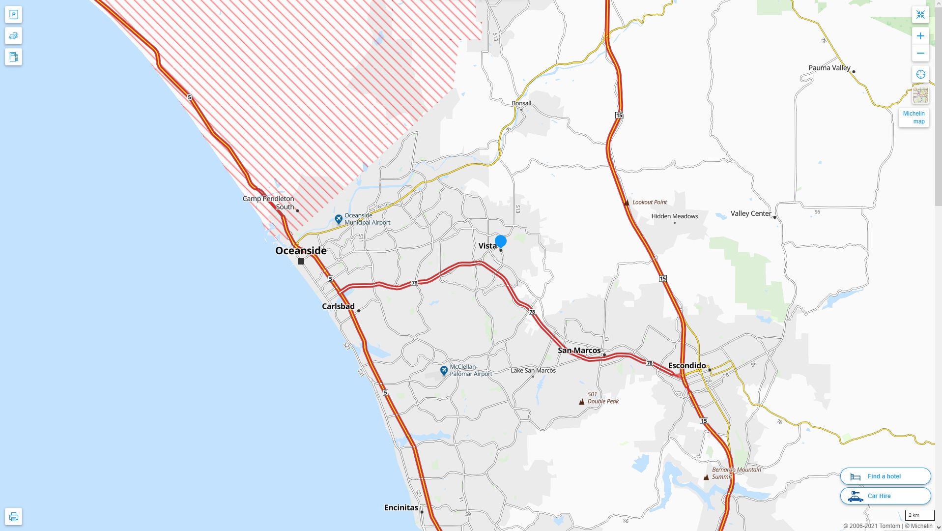 Vista California Highway and Road Map